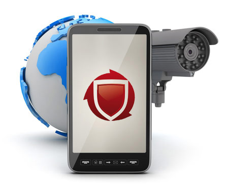 Foto eines Smartphones mit dem Logo von Eitner Security auf dem Bildschirm